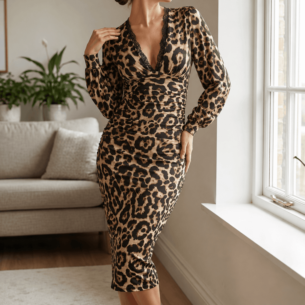 Luxora – Leopard Print Midi Dress