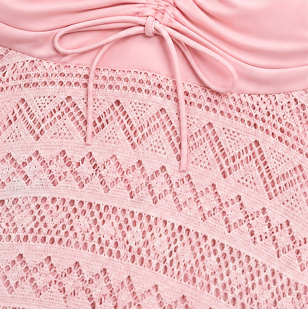 Marella – Plus Size Ruched Swim Dress with Lace Skirt Coverage