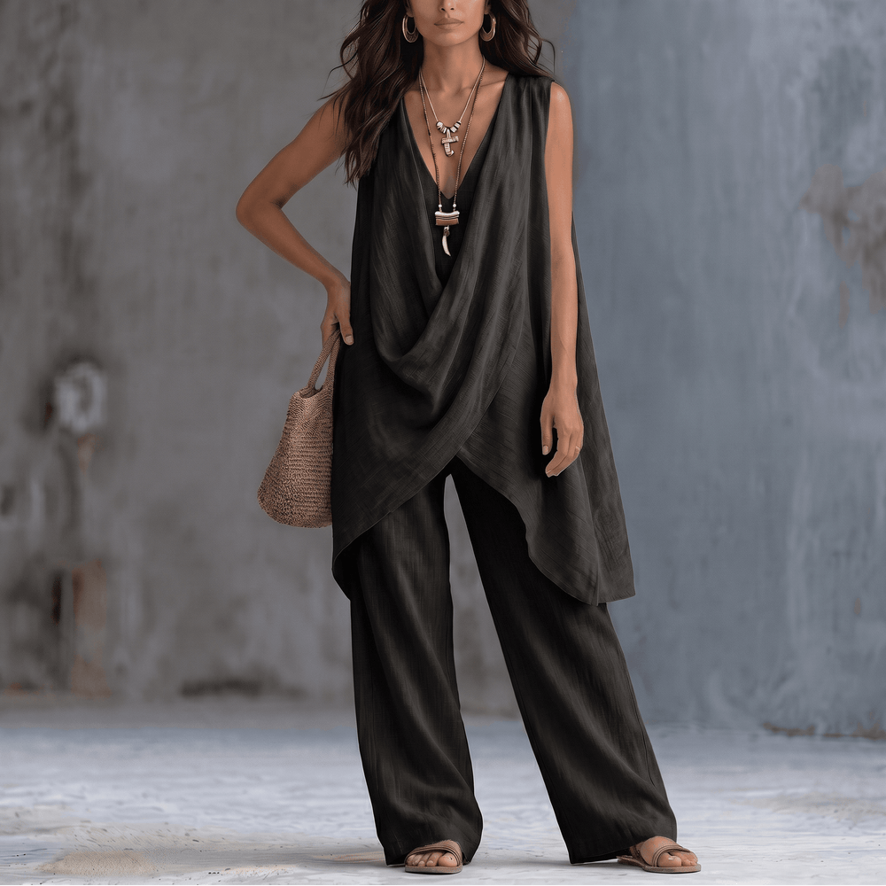 Marenza – Women's Draped Linen Two-Piece Set