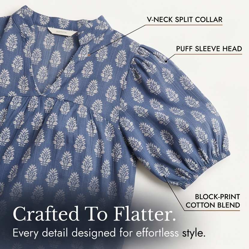 Marivell – Women's Block-Print V-Neck Summer Blouse