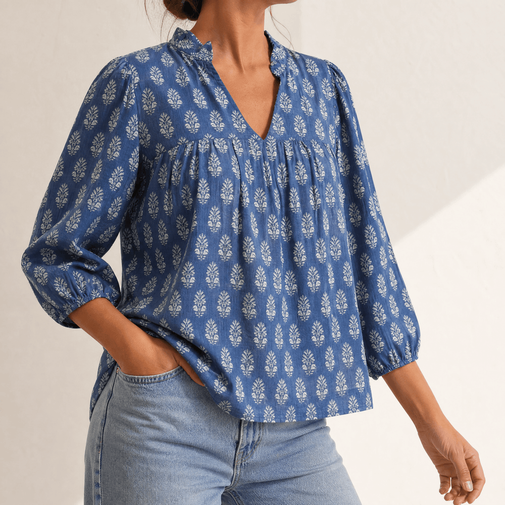 Marivell – Women's Block-Print V-Neck Summer Blouse