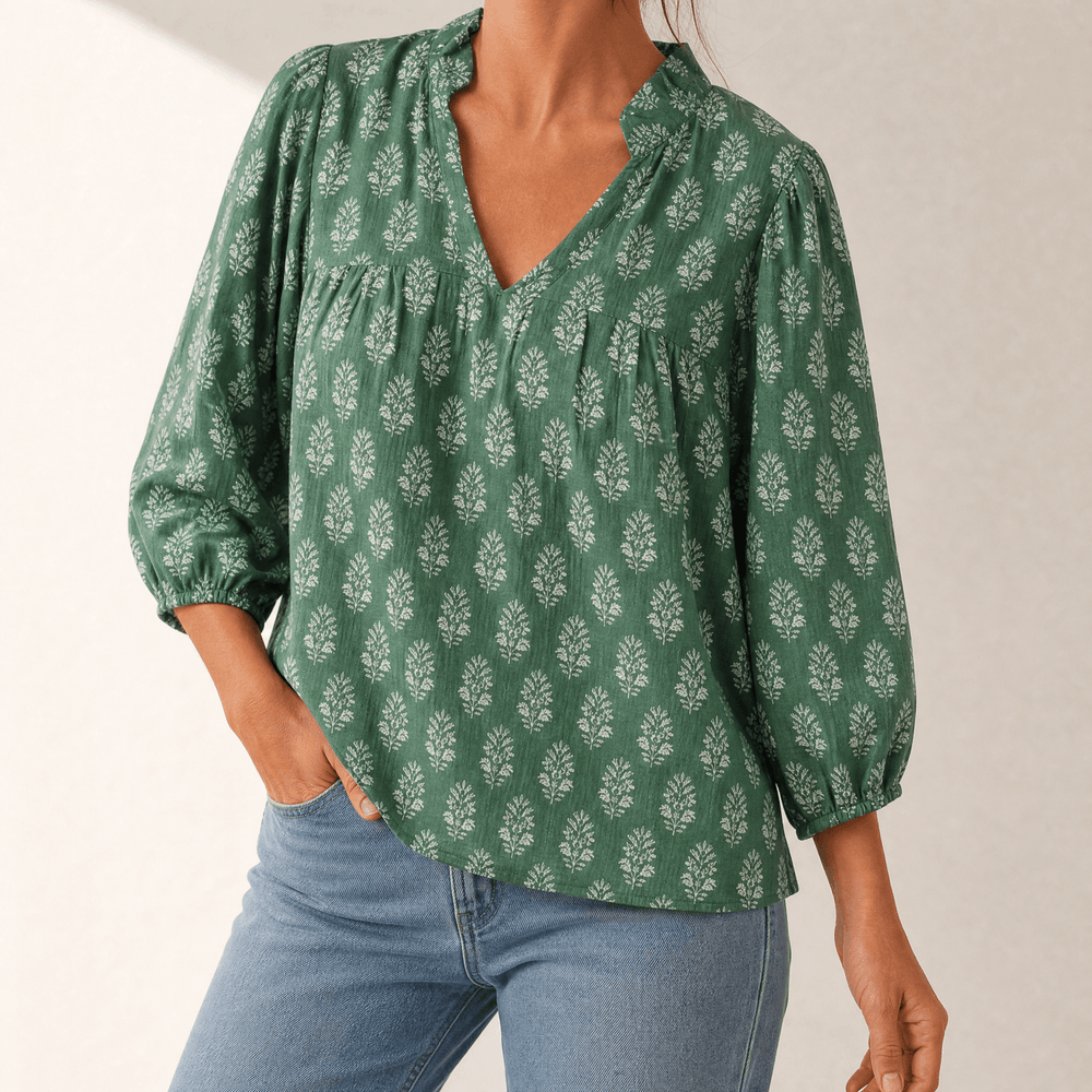 Marivell – Women's Block-Print V-Neck Summer Blouse