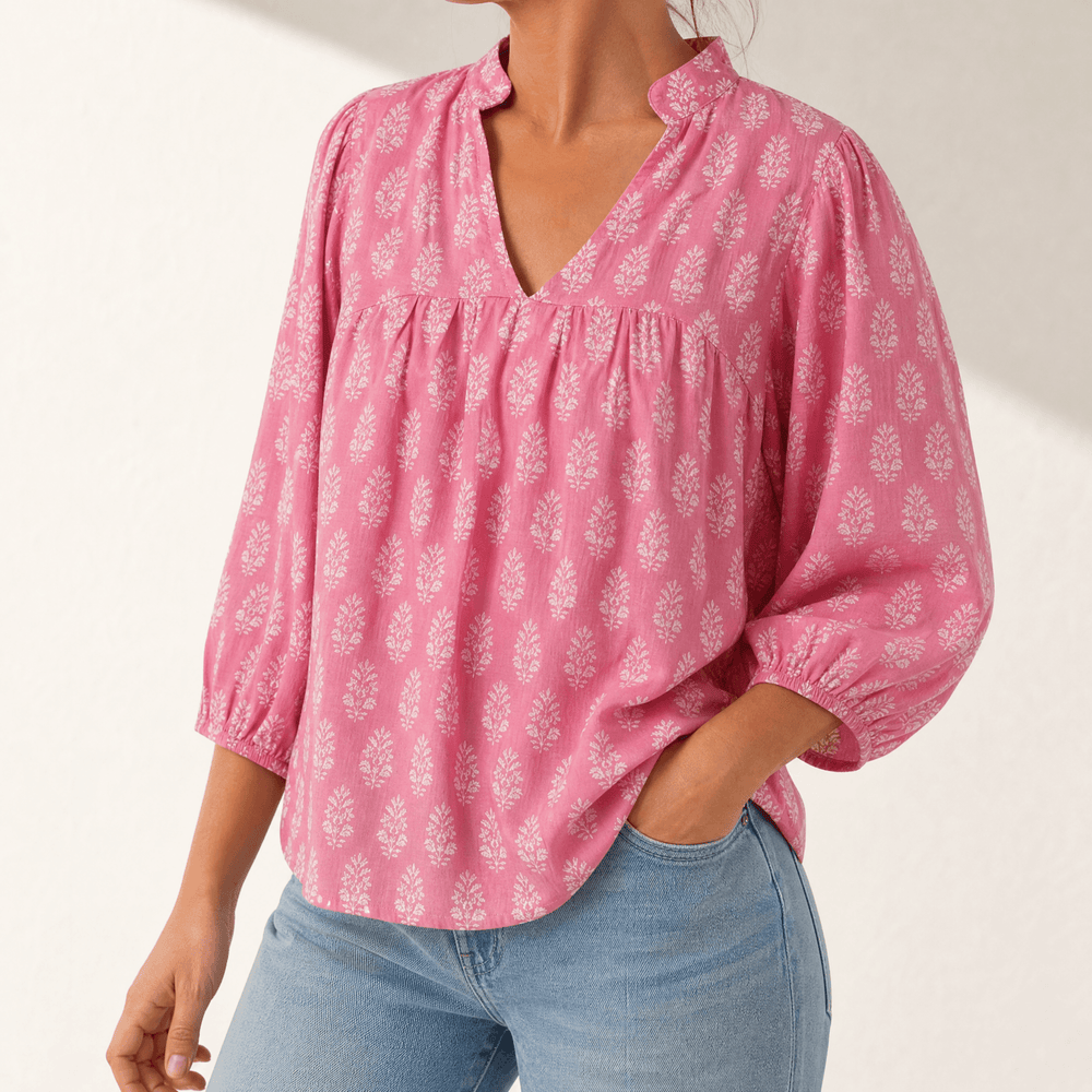 Marivell – Women's Block-Print V-Neck Summer Blouse