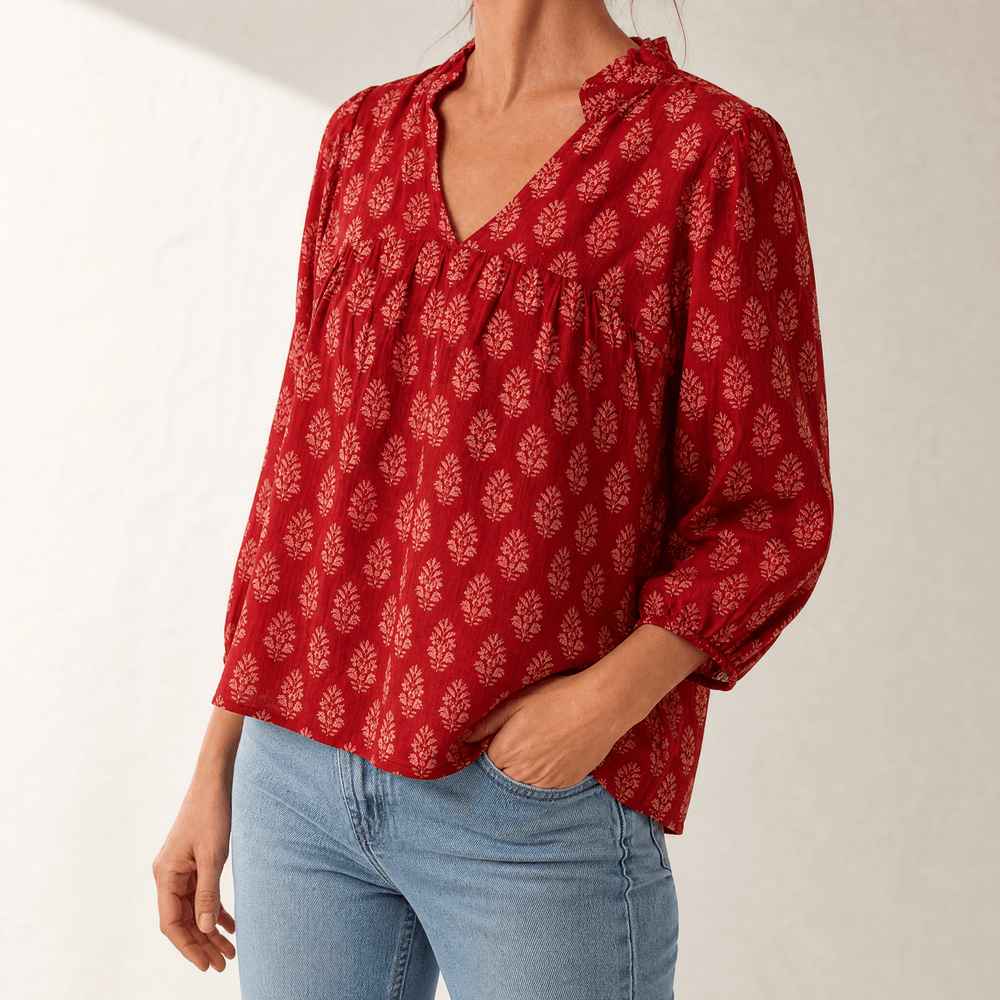 Marivell – Women's Block-Print V-Neck Summer Blouse