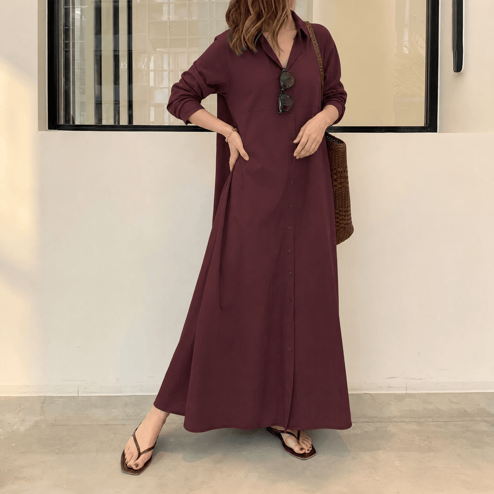 Marivelle – Women's Effortless Maxi Shirt Dress with Pockets