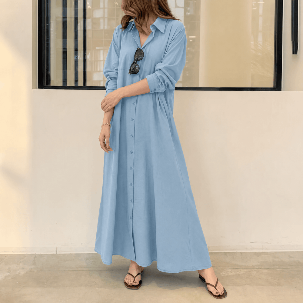 Marivelle – Women's Effortless Maxi Shirt Dress with Pockets