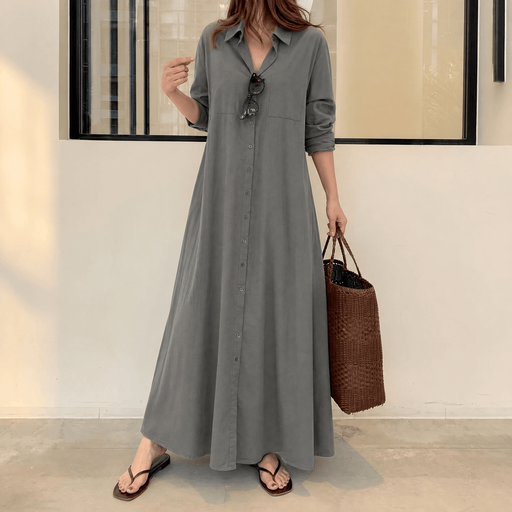 Marivelle – Women's Effortless Maxi Shirt Dress with Pockets