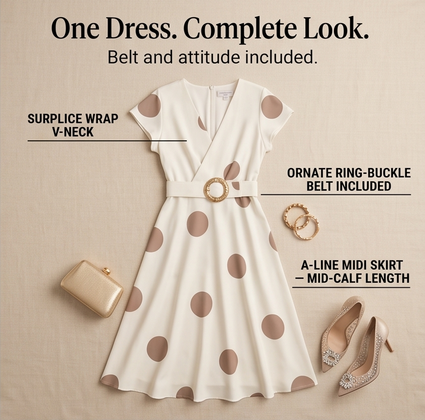 Marlowe – Women's Belted Polka Dot Midi Dress