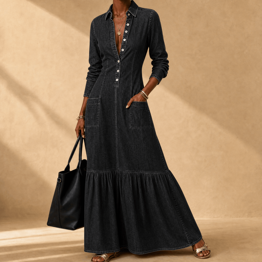 Mavira – Women's Soft-Touch Maxi Dress with Tiered Ruffle Hem