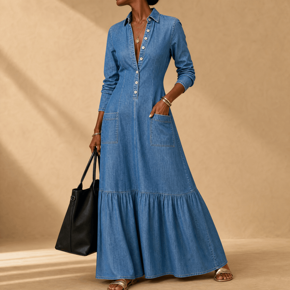 Mavira – Women's Soft-Touch Maxi Dress with Tiered Ruffle Hem