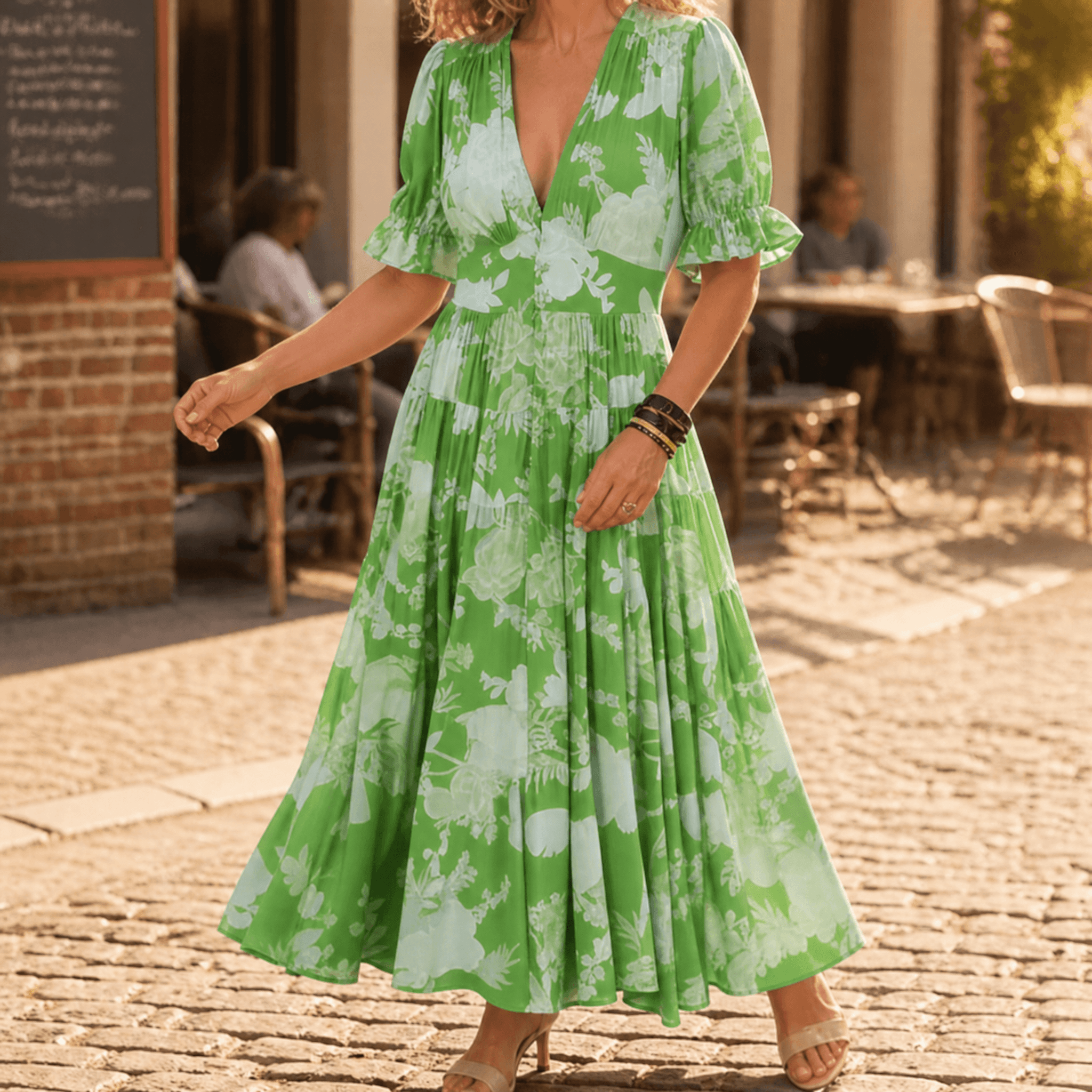 Minelda – Women's Flowing Floral Maxi Dress