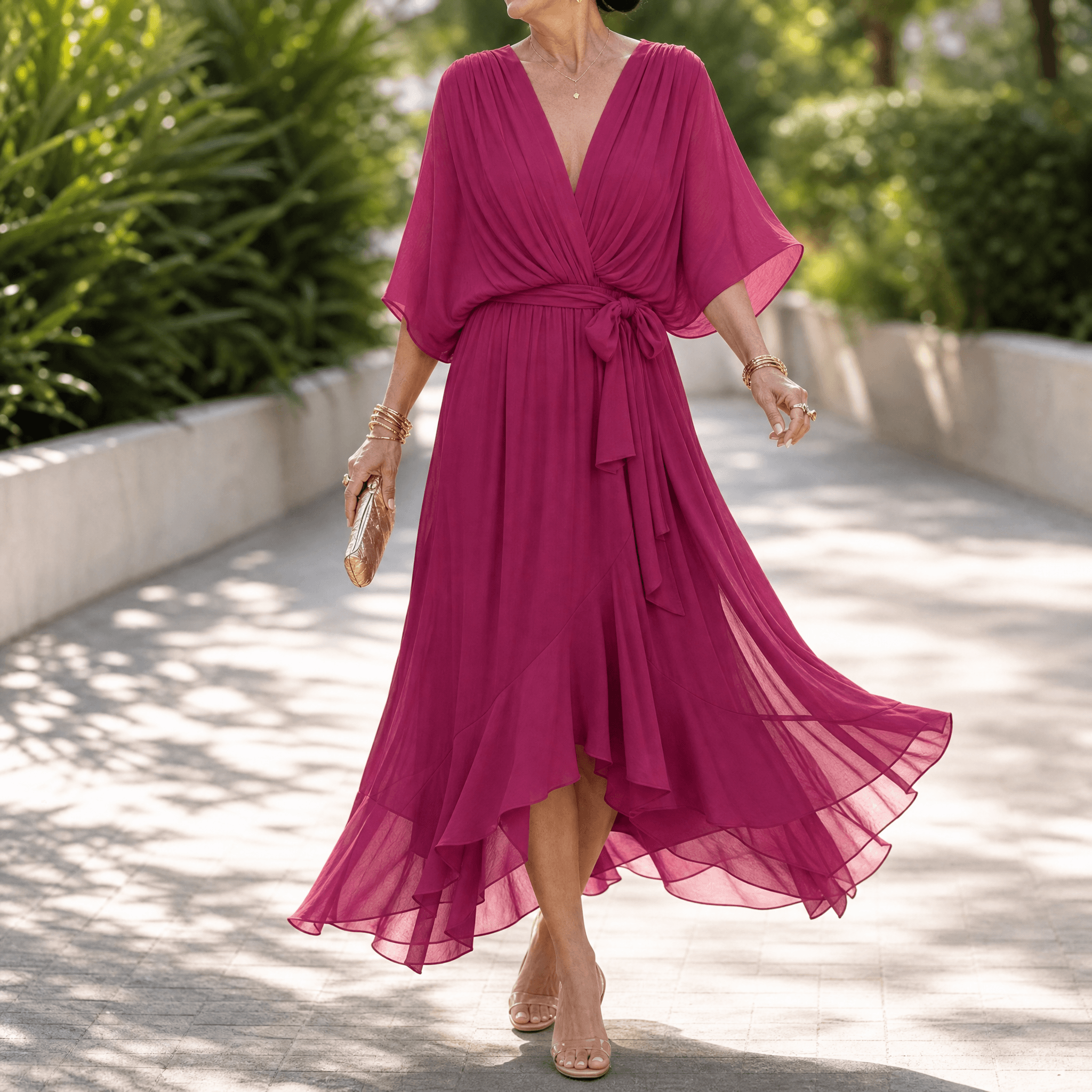 Mirabelle – Women's Flowing V-Neck Midi Dress