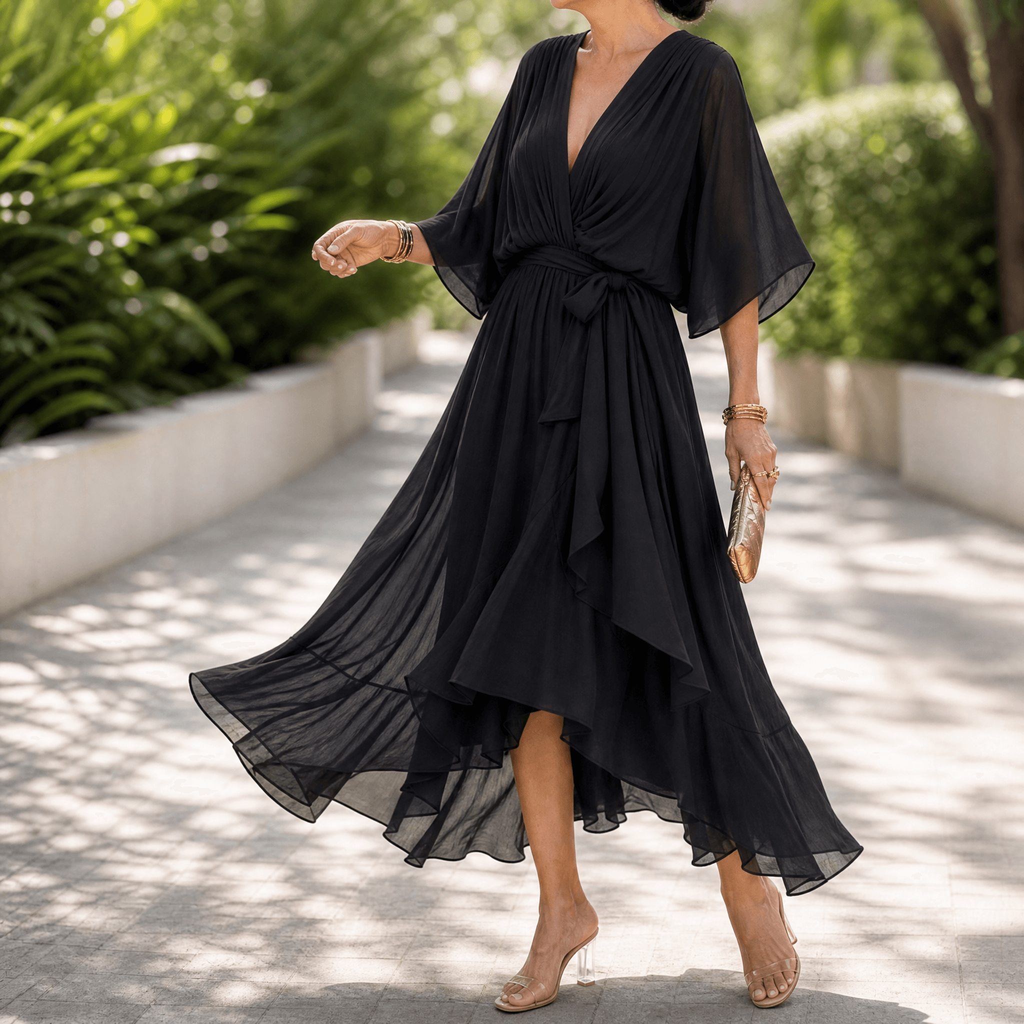 Mirabelle – Women's Flowing V-Neck Midi Dress