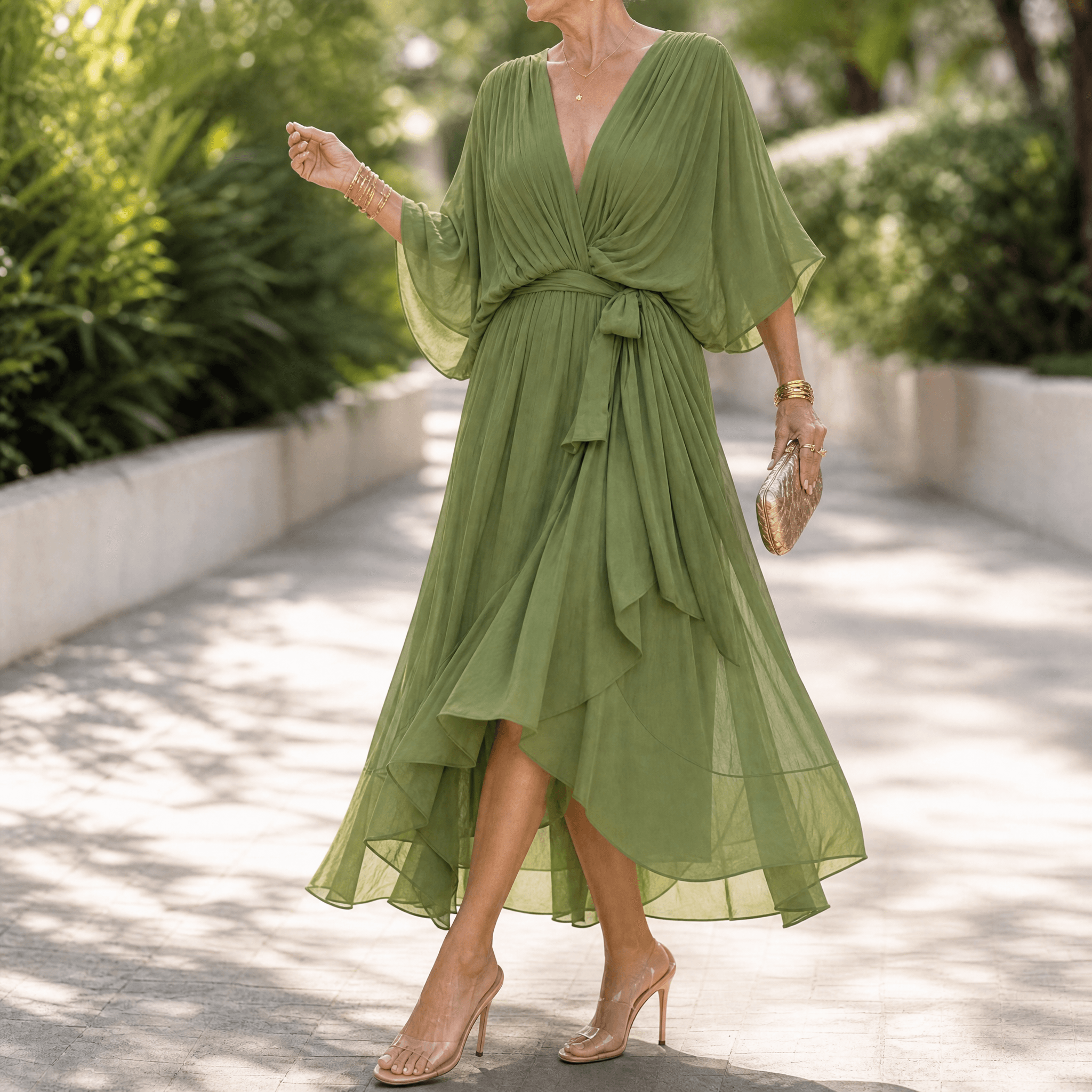 Mirabelle – Women's Flowing V-Neck Midi Dress