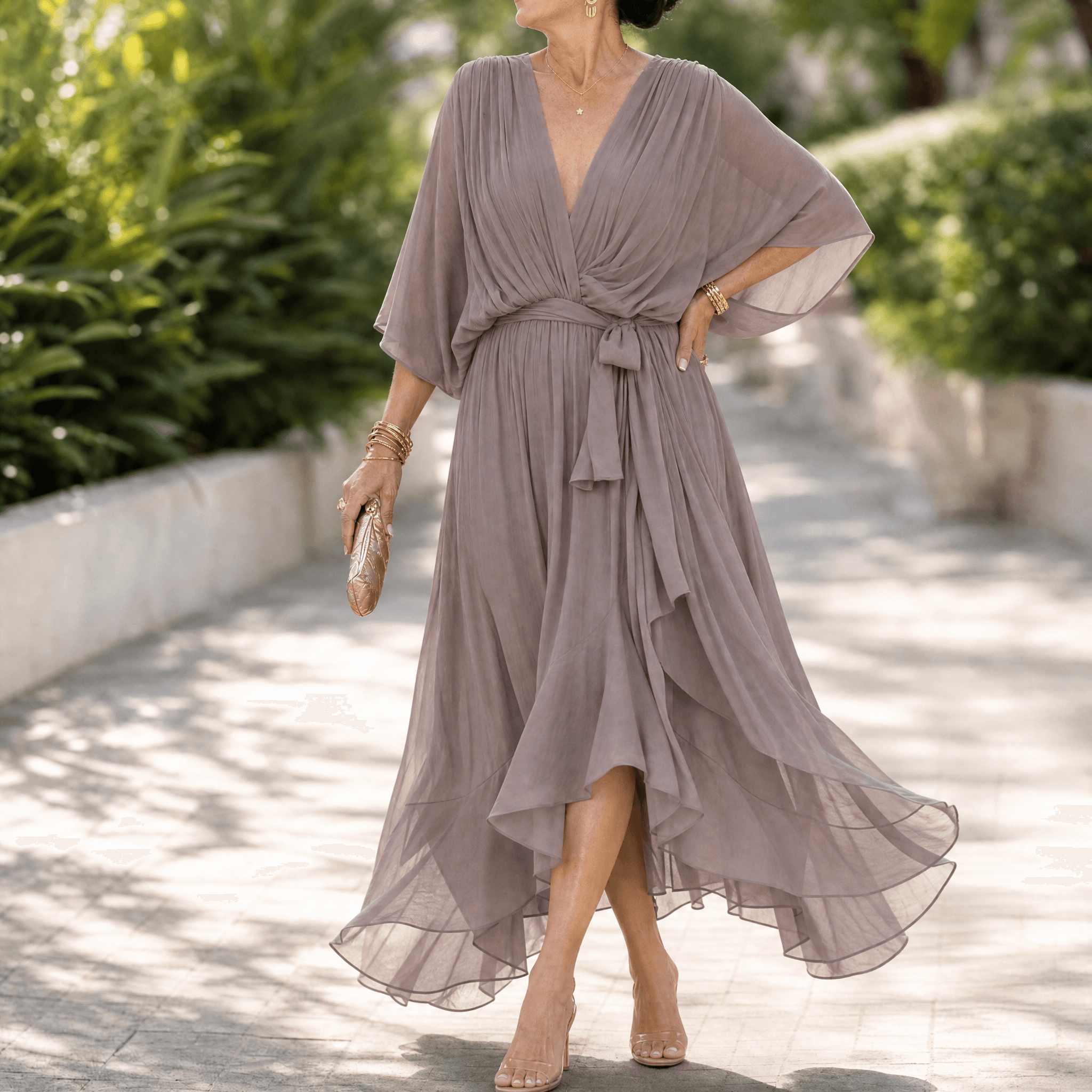 Mirabelle – Women's Flowing V-Neck Midi Dress