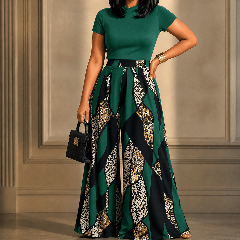 Mireya – Women's Bold Print Wide-Leg Two-Piece Set