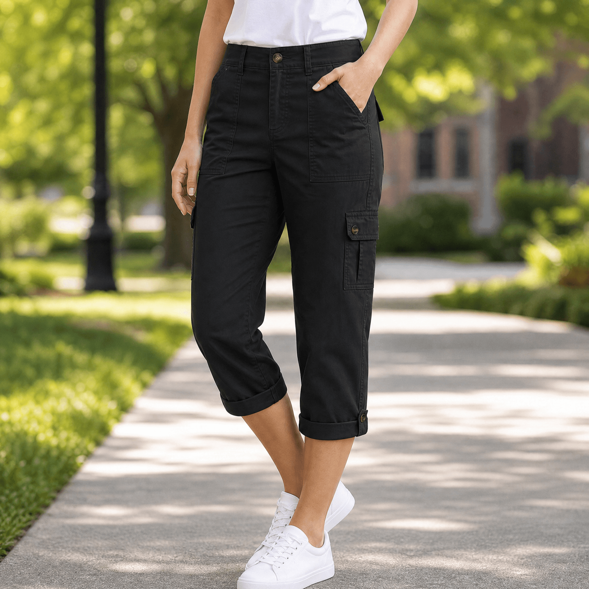 Movana – Women's Comfortable Stretch Capri with Pockets