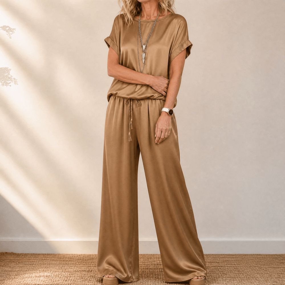 Nadine – Women's Two-Piece Set with Wide-Leg Trousers