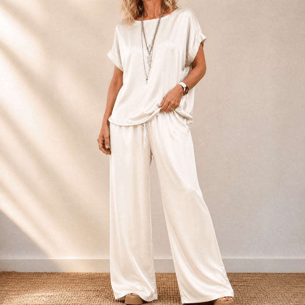 Nadine – Women's Two-Piece Set with Wide-Leg Trousers