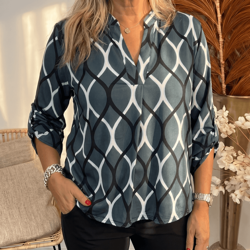 Nora – Women's Flowy Printed V-Neck Blouse