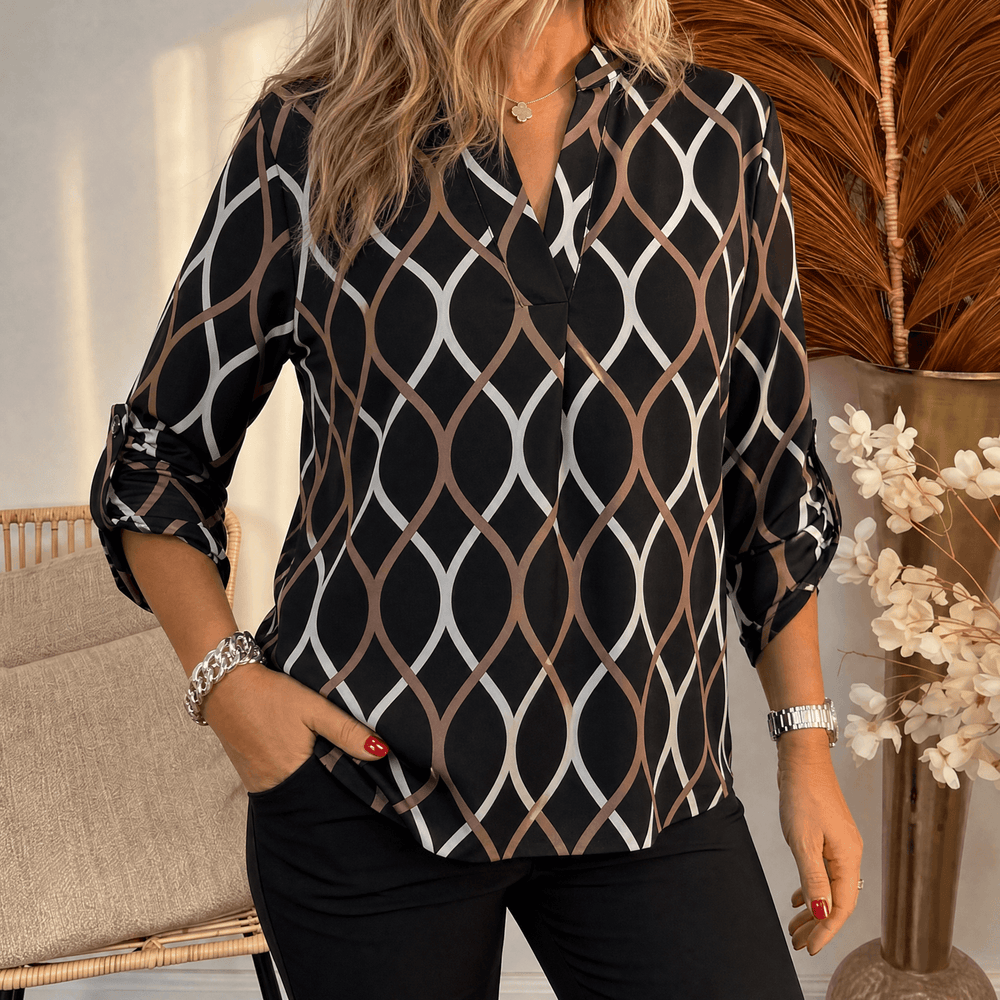 Nora – Women's Flowy Printed V-Neck Blouse