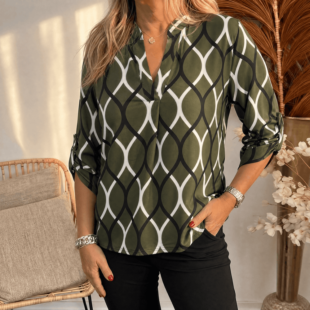 Nora – Women's Flowy Printed V-Neck Blouse