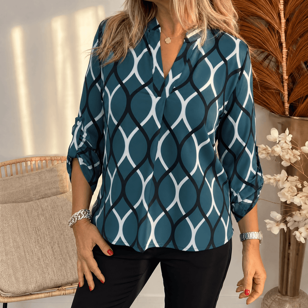 Nora – Women's Flowy Printed V-Neck Blouse