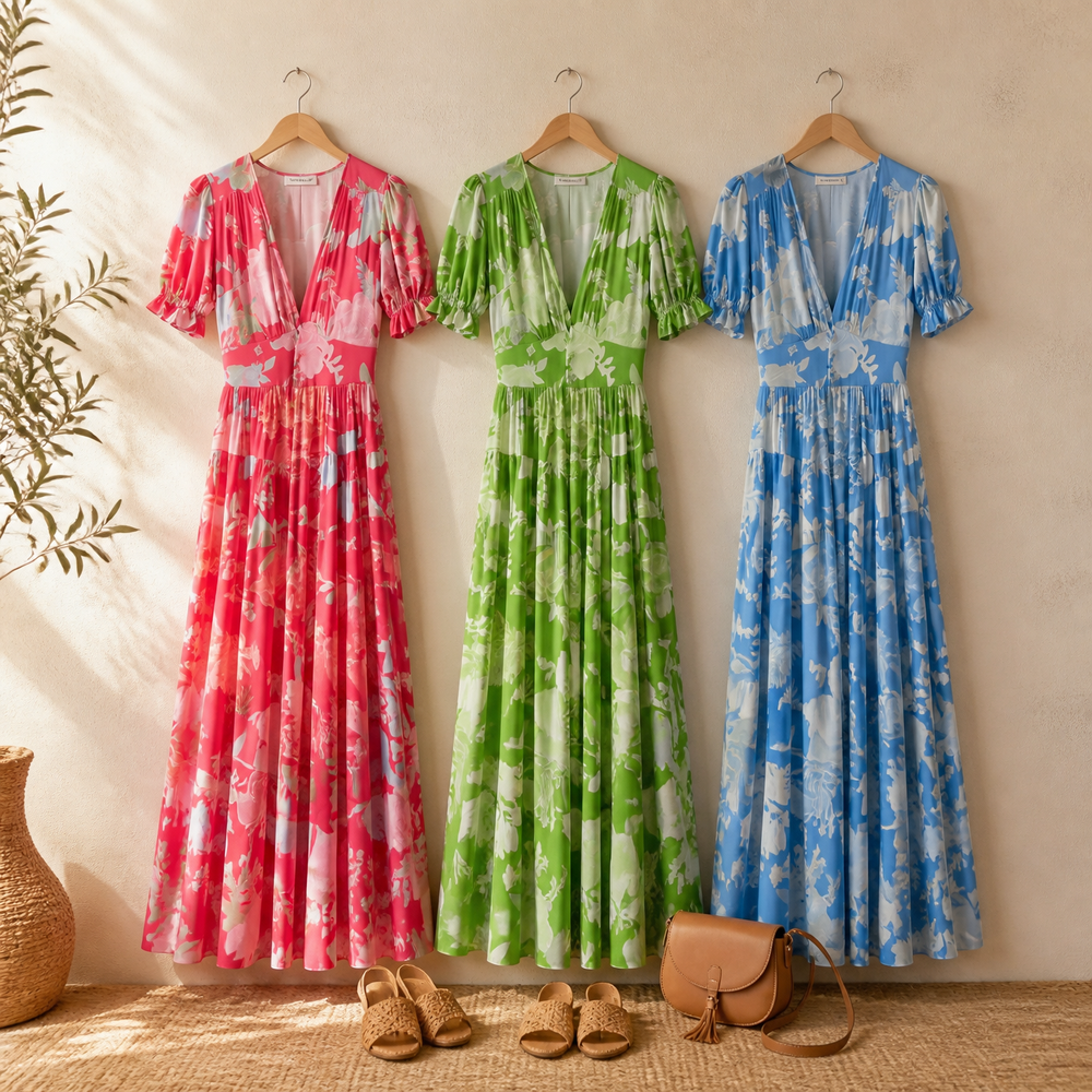 Minelda – Women's Flowing Floral Maxi Dress