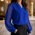 Sereya™ — V-Neck Sparkle Sleeve Blouse