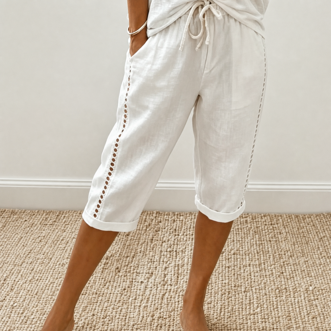 Lunava™ – Lace-Side Capri Pants for Women