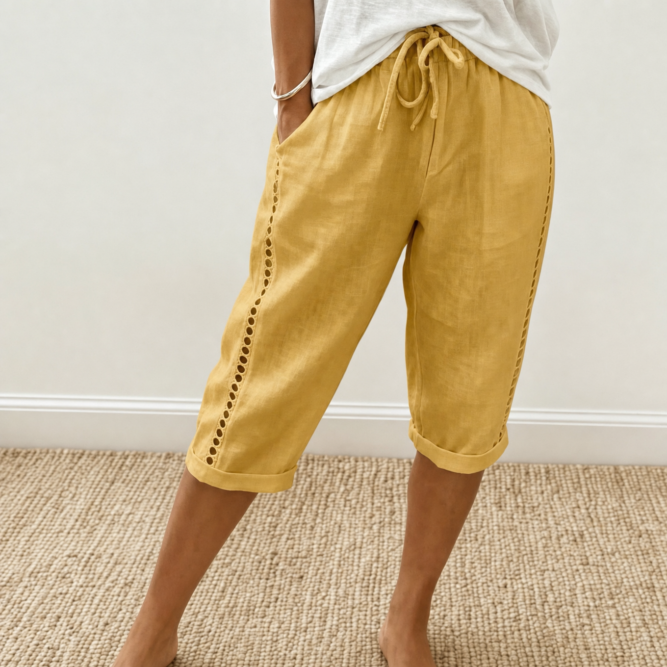 Lunava™ – Lace-Side Capri Pants for Women