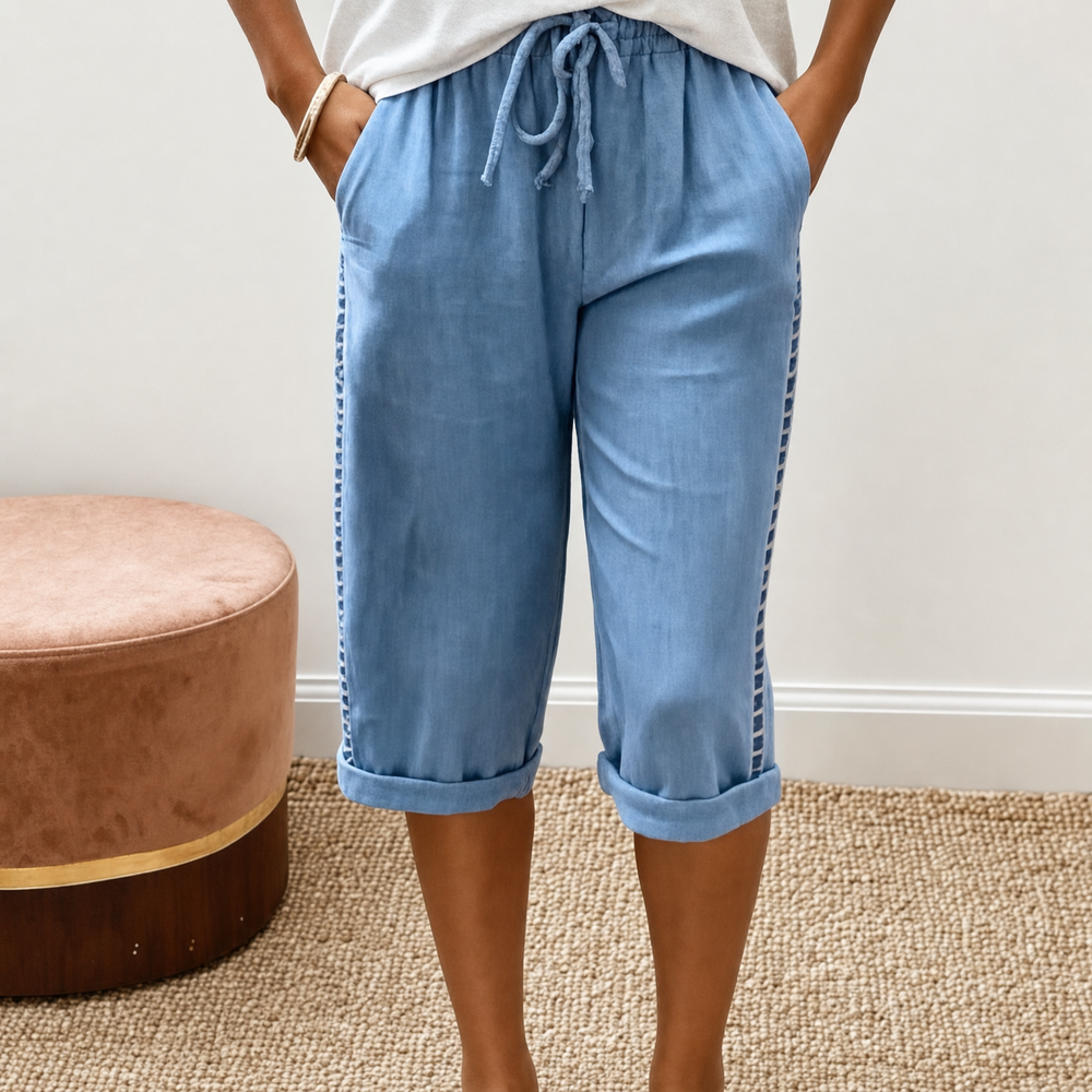 Lunava™ – Lace-Side Capri Pants for Women