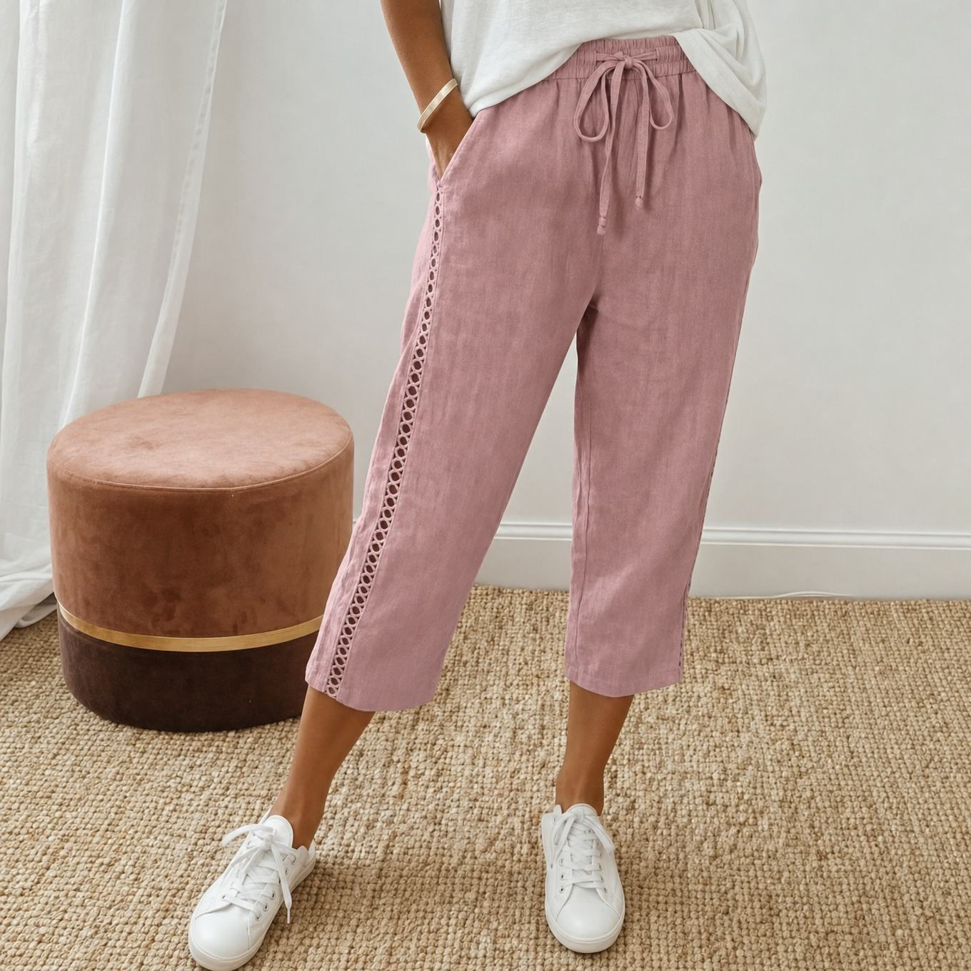 Lunava™ – Lace-Side Capri Pants for Women