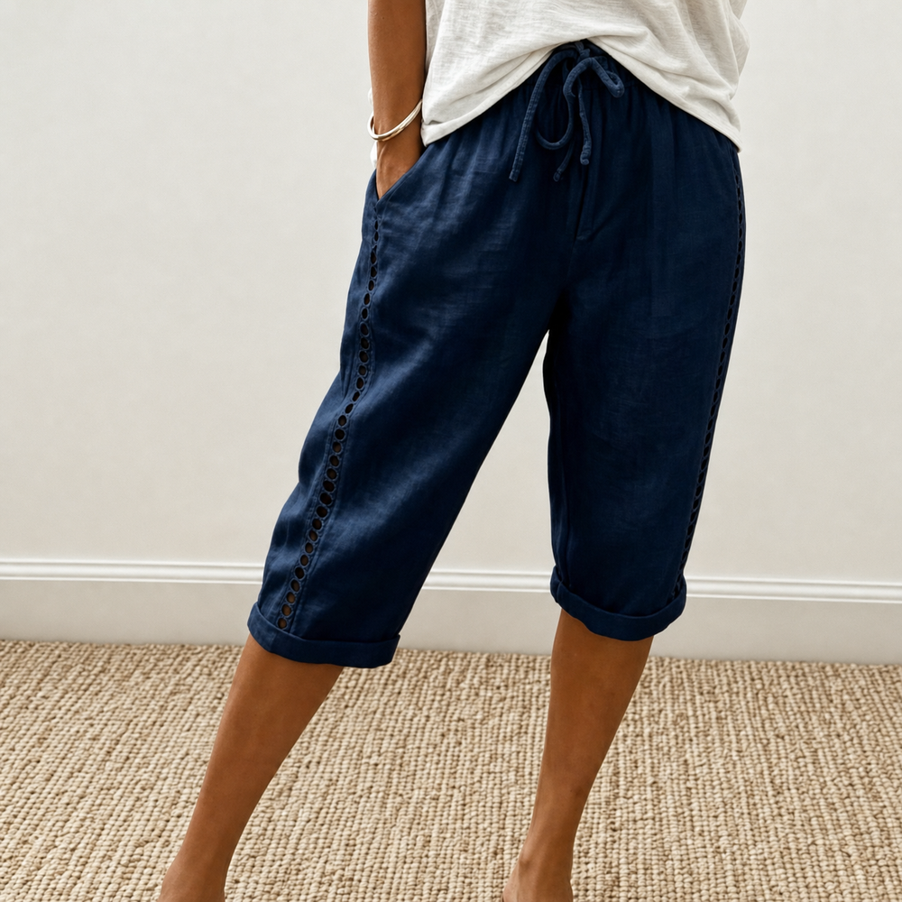 Lunava™ – Lace-Side Capri Pants for Women