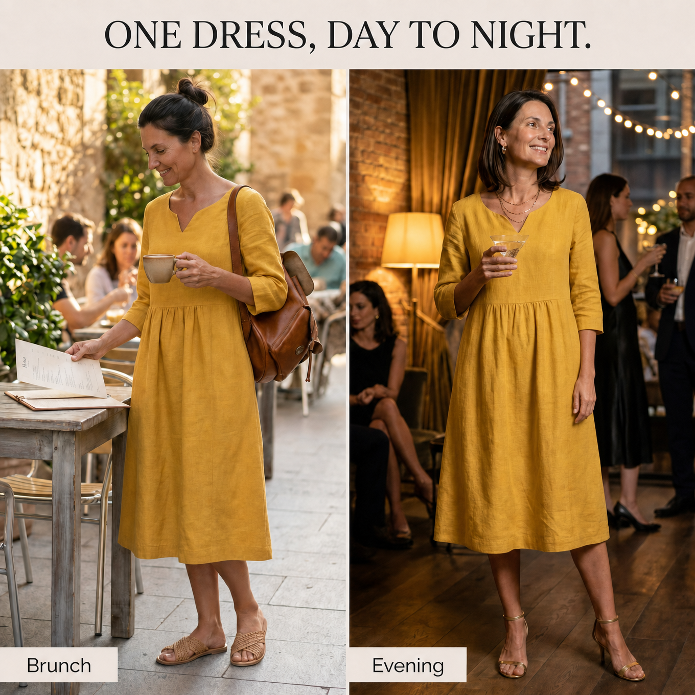 Solenne – Relaxed V-Neck Midi Dress