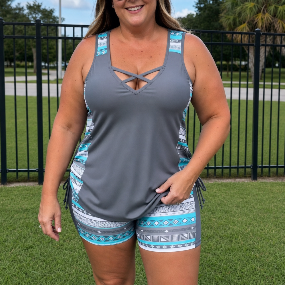 Marevia – Tankini Swimsuit Set with Adjustable Sides