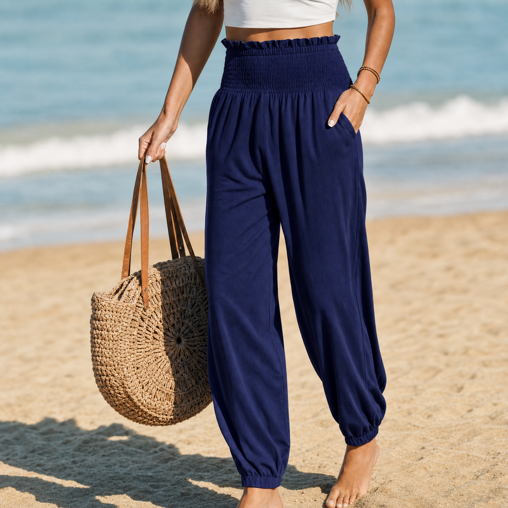 Breesa™ – Smocked High-Waist Summer Pants