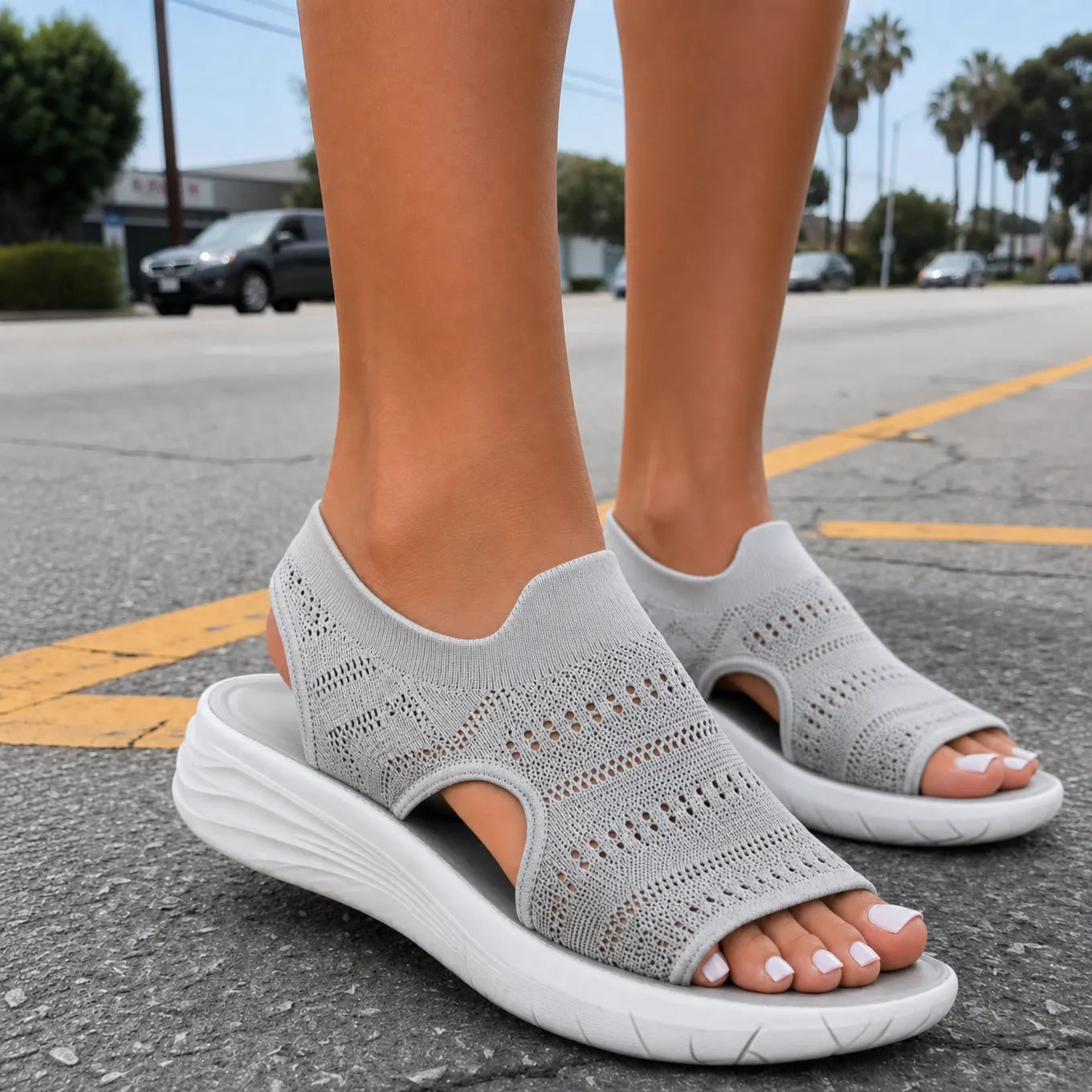 Soleva – Knit Platform Comfort Sandals for Women
