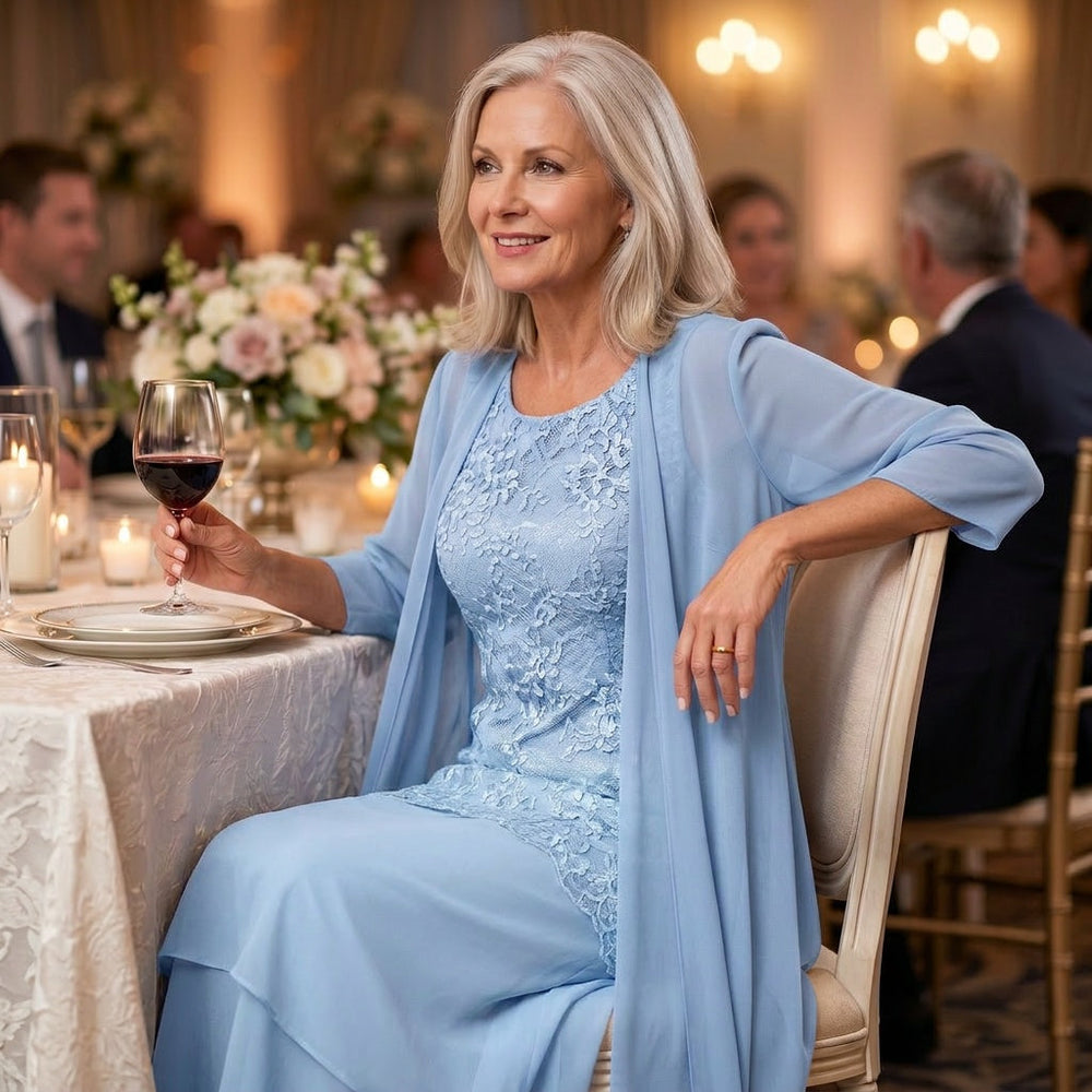 Florenza – Women's Elegant Lace and Chiffon Dress Set