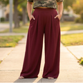 Curvella – Women's Flowy Pleated Palazzo Pants
