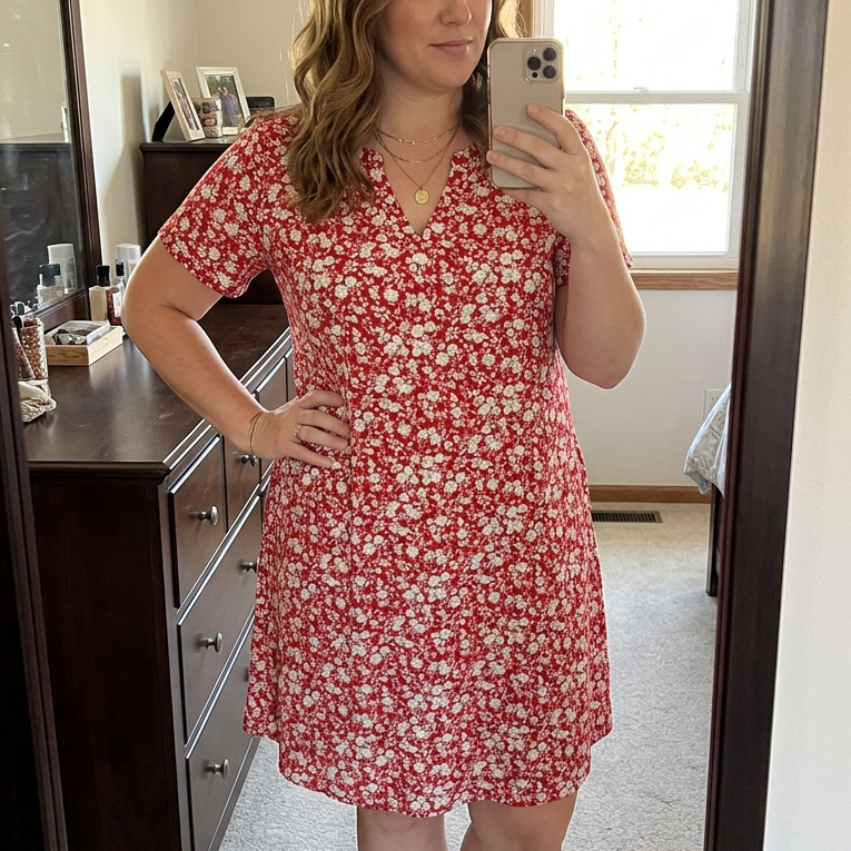 Veluna – Women's V-Neck Floral Dress with Pockets