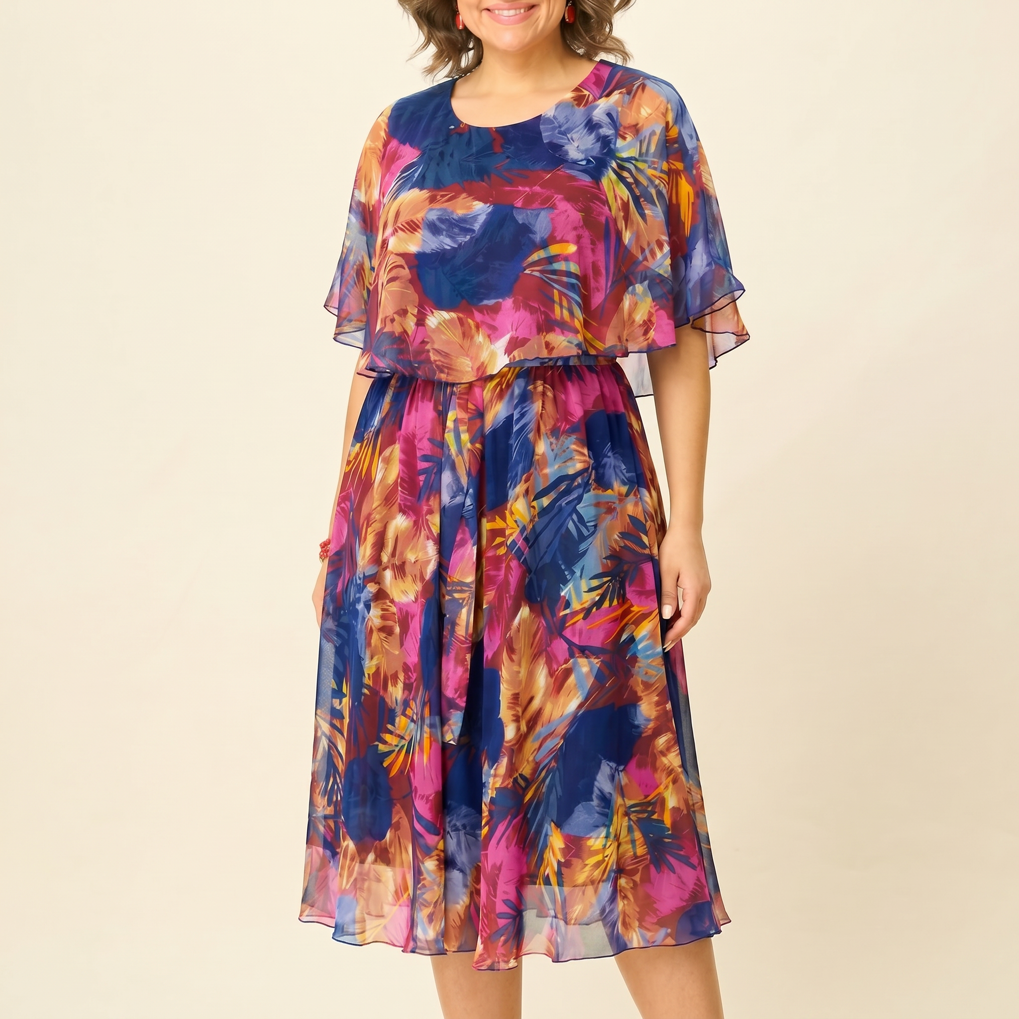 Floressa – Flowy Lined Chiffon Midi Dress