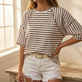 Elara – Women's textured stripe relaxed tee