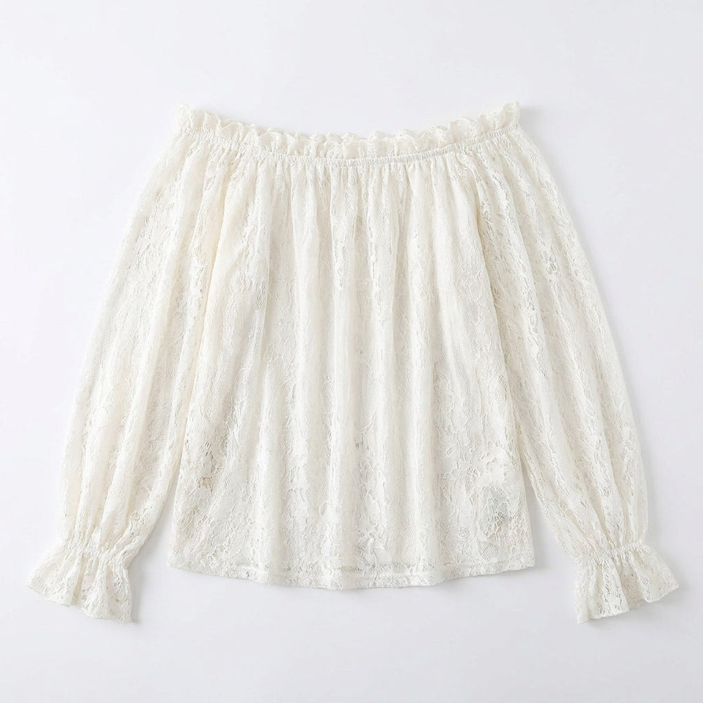 Veluna™ - Off-Shoulder Lace Blouse with Bell Sleeves