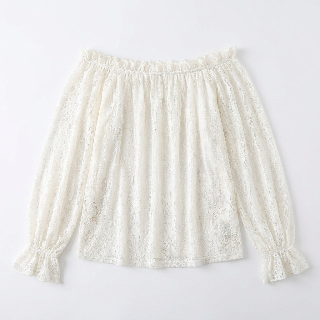 Veluna™ - Off-Shoulder Lace Blouse with Bell Sleeves