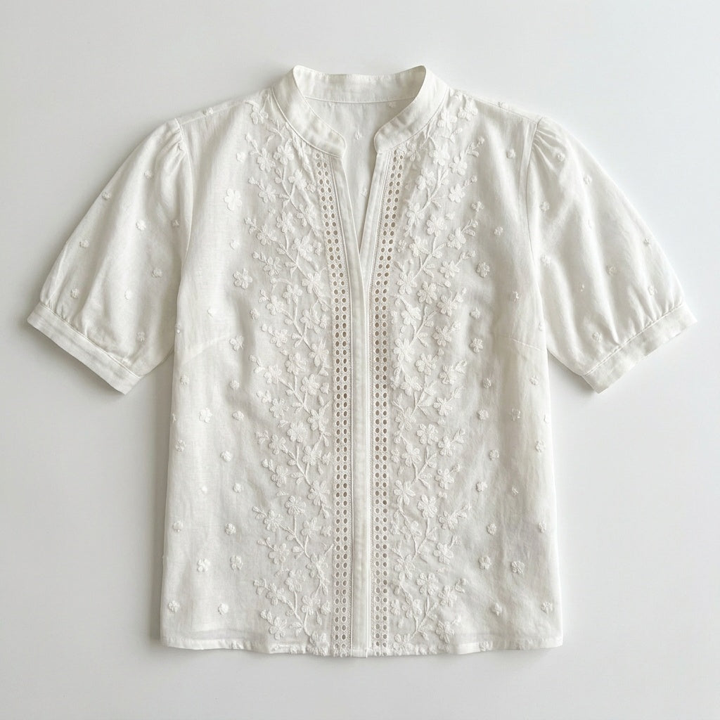 Lunelle – Women's Embroidered White Blouse