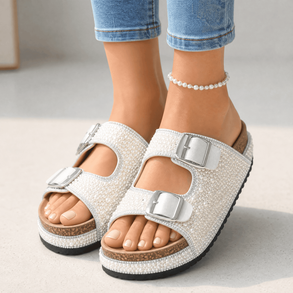 Pearlique – Pearl Platform Slide Sandals