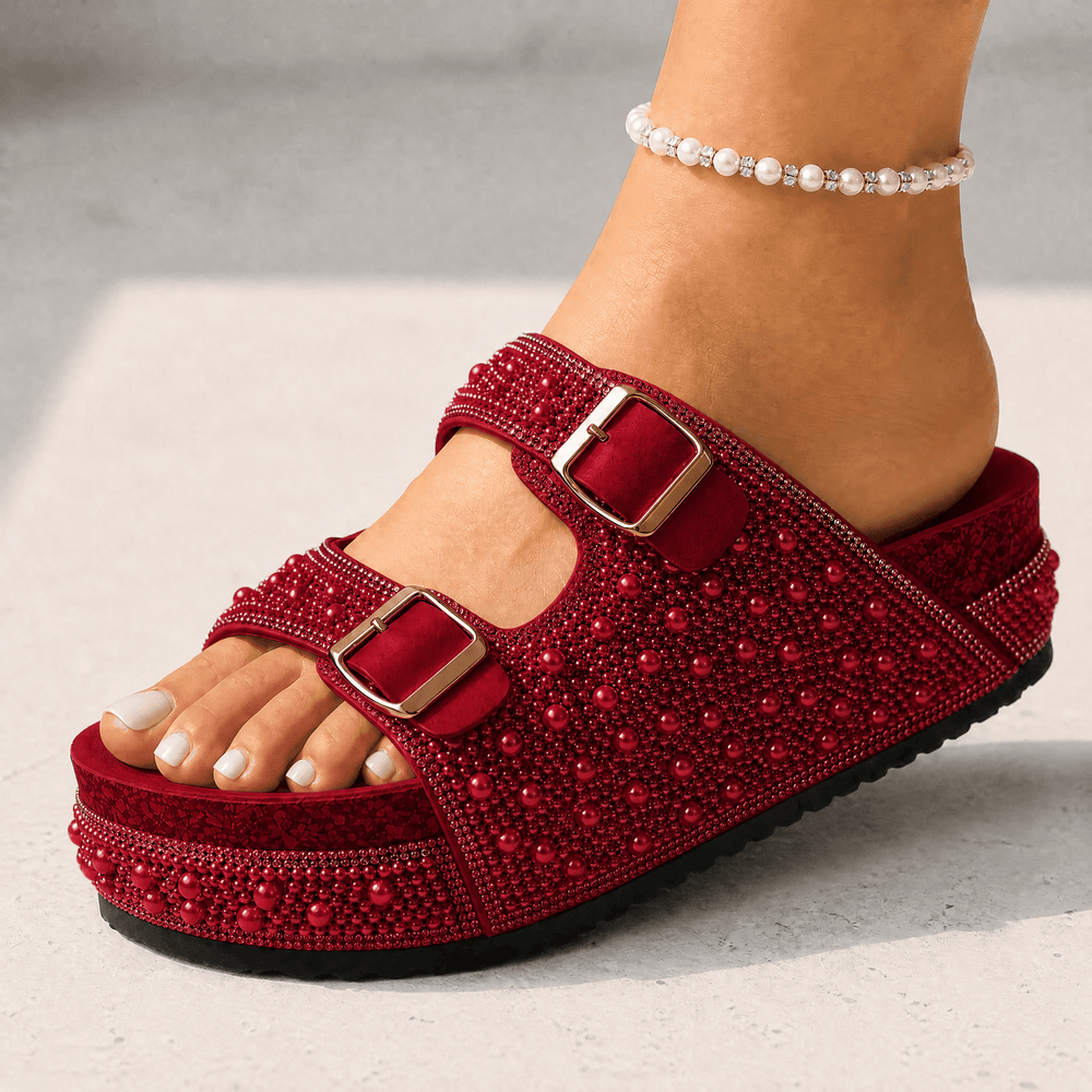 Pearlique – Pearl Platform Slide Sandals