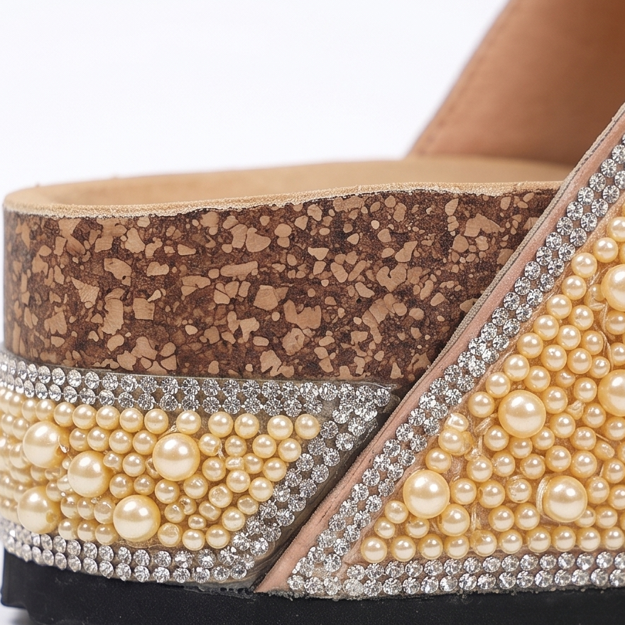 Pearlique – Pearl Platform Slide Sandals