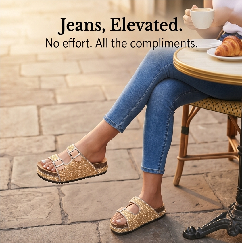 Pearlique – Pearl Platform Slide Sandals